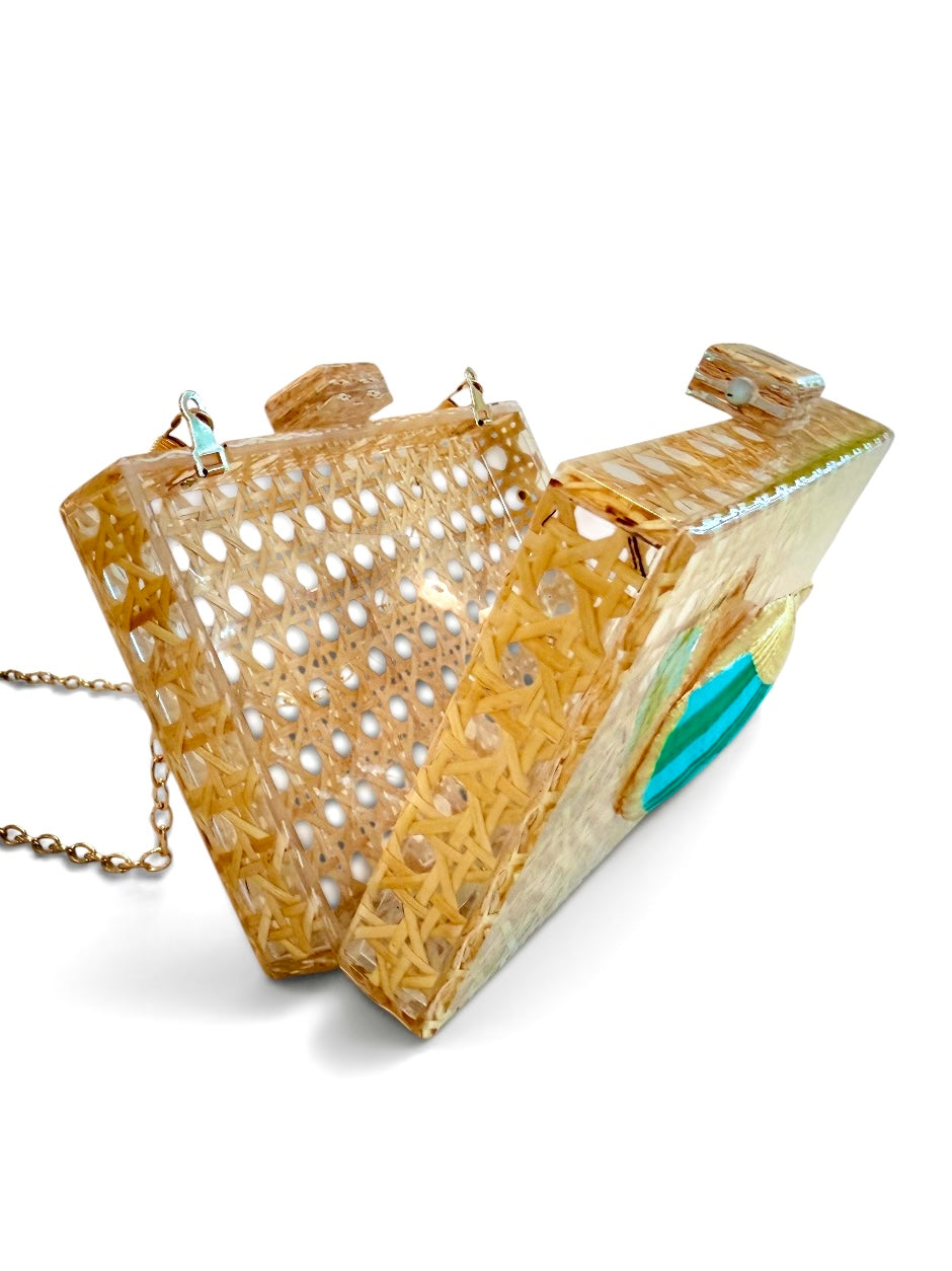 The Coastal Cane Clutch: Seagrass Stripes